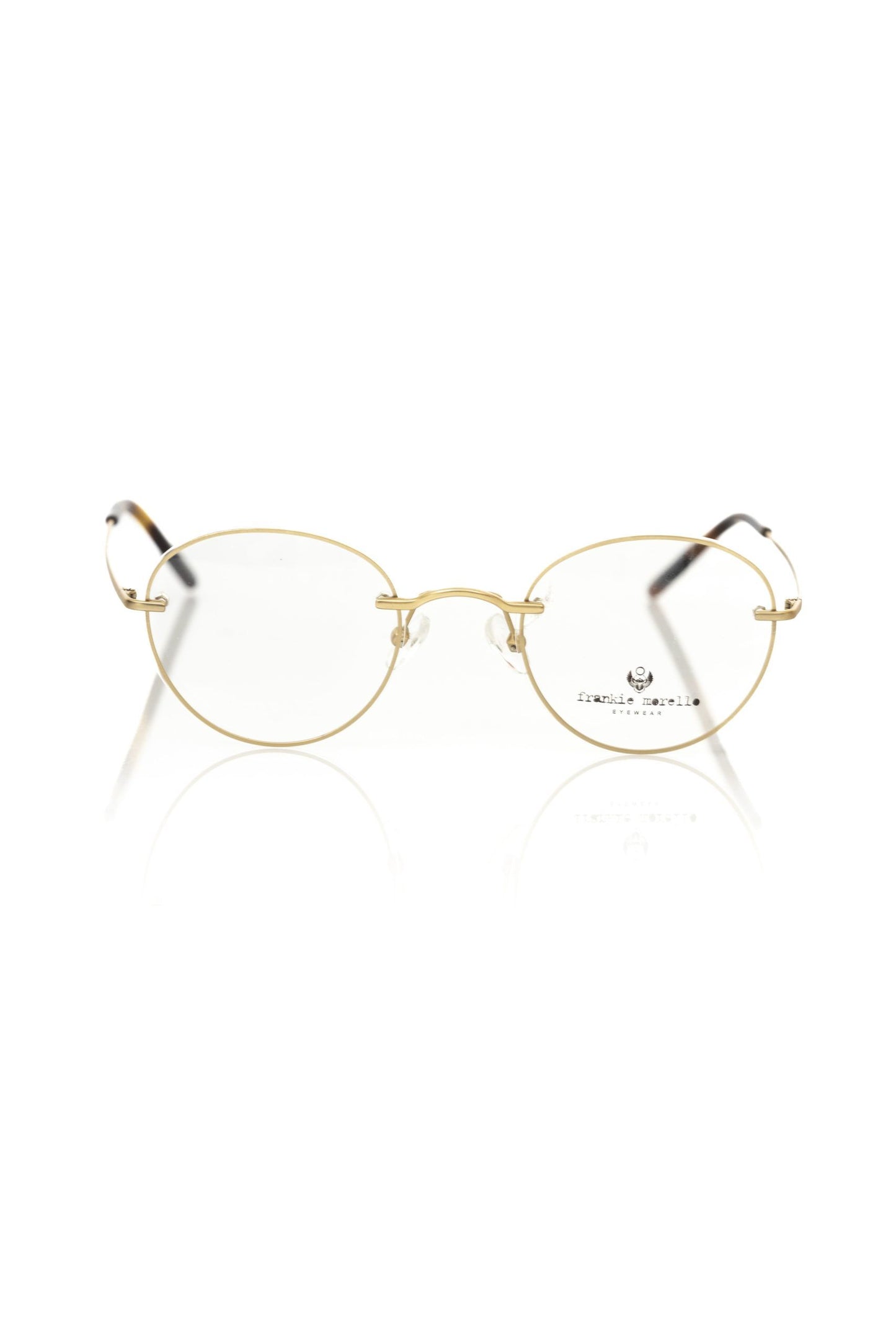 Frankie Morello Elegant Round Matt Gold Eyeglasses