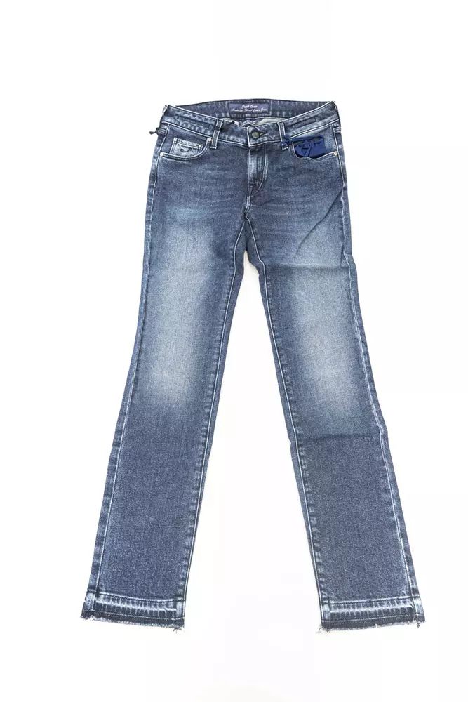 Jacob Cohen Chic Slim-Fit Embroidered Jeans with Fringed Hem