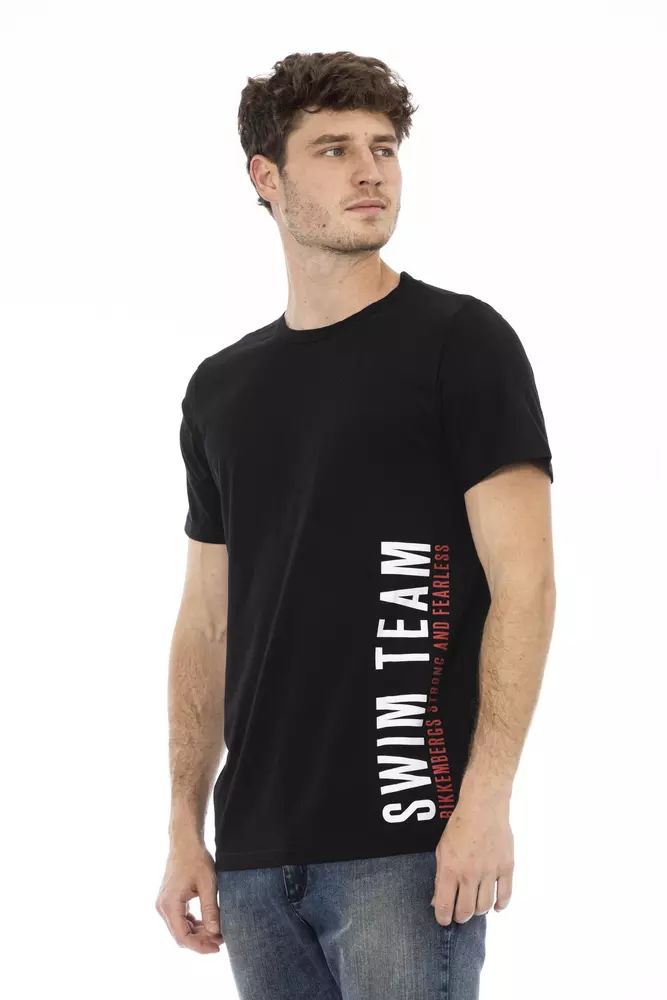 Bikkembergs Sleek Black Cotton Tee with Bold Front Print