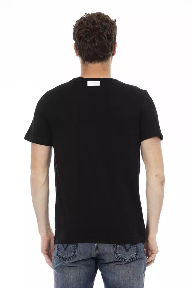 Bikkembergs Sleek Black Cotton Tee with Bold Front Print