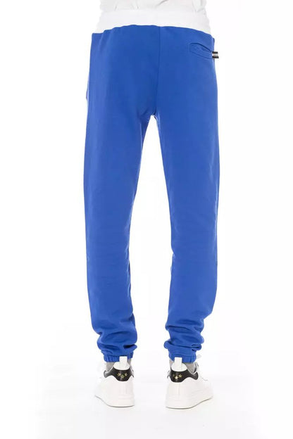 Baldinini Trend Chic Blue Cotton Sport Pants with Lace Closure