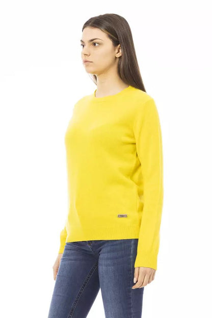 Baldinini Trend Chic Wool-Cashmere Crewneck Sweater in Yellow