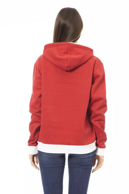 Baldinini Trend Chic Red Cotton Hoodie with Front Logo