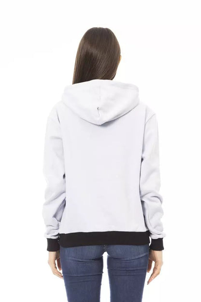 Baldinini Trend Chic White Cotton Fleece Hoodie with Front Logo