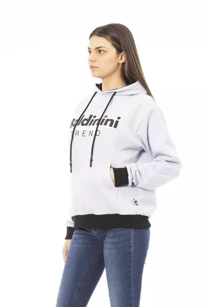 Baldinini Trend Chic White Cotton Fleece Hoodie with Front Logo