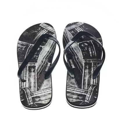 Just Cavalli Sleek Black Logo Flip Flops for Men