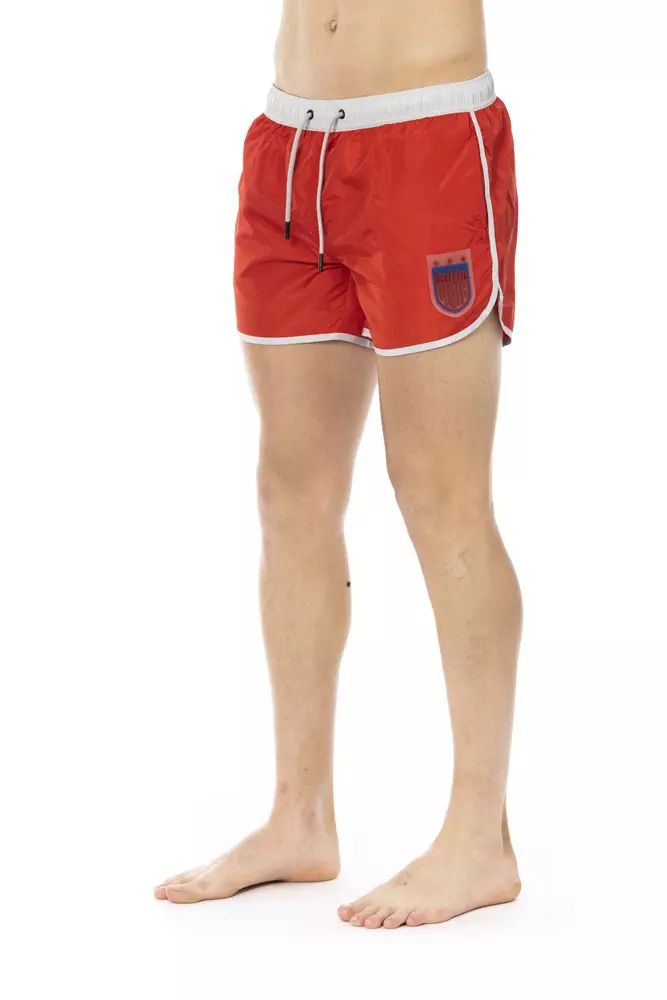 Bikkembergs Vibrant Red Swim Shorts with Front Print