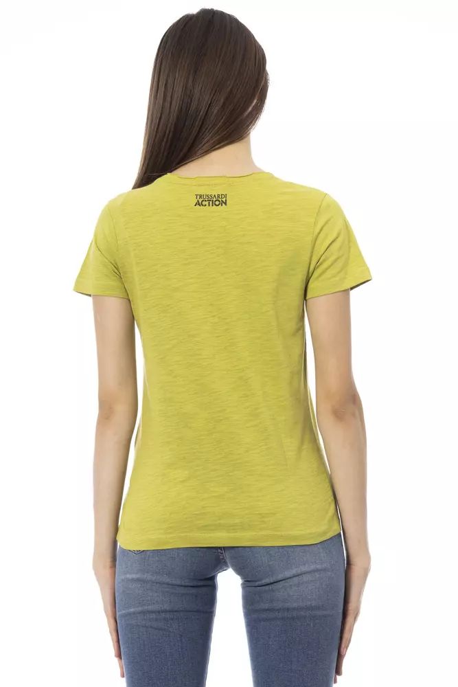 Trussardi Action Elegant Green Tee with Chic Front Print