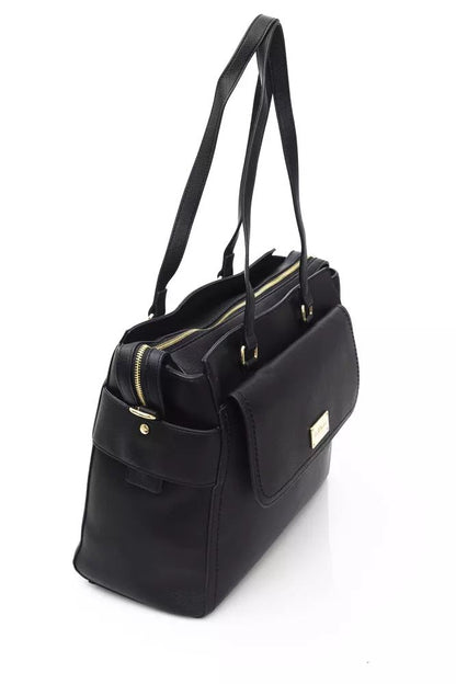 Baldinini Trend Elegant Black Shoulder Bag with Golden Accents