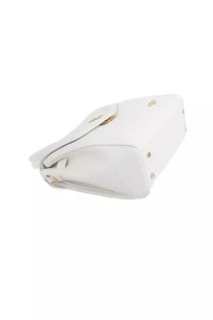 Baldinini Trend Elegant White Shoulder Bag with Golden Accents