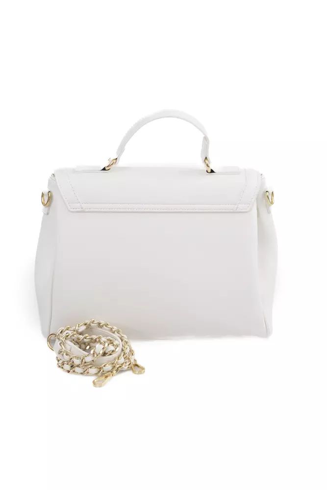 Baldinini Trend Elegant White Shoulder Bag with Golden Accents