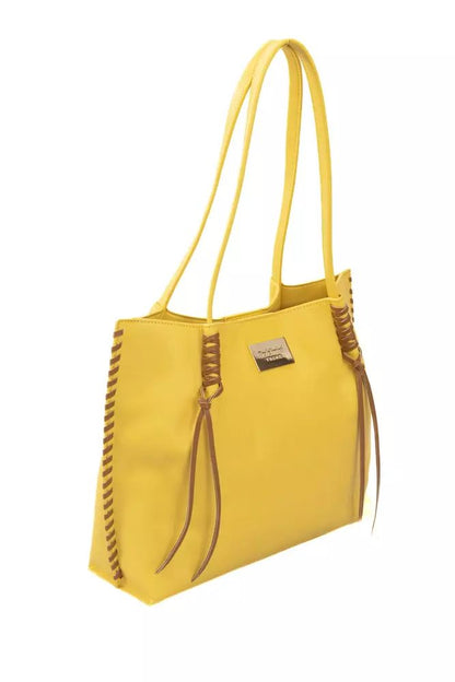 Baldinini Trend Chic Yellow Handbag with Golden Accents