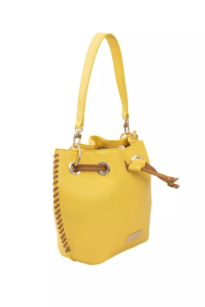 Baldinini Trend Golden Detail Yellow Shoulder Bag