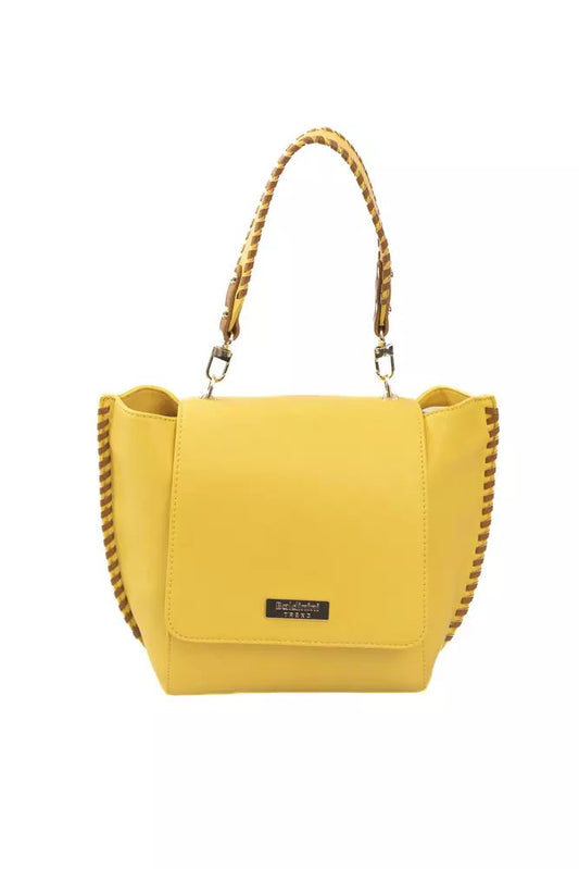 Baldinini Trend Elegant Yellow Shoulder Flap Bag with Golden Details