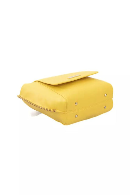 Baldinini Trend Elegant Yellow Shoulder Flap Bag with Golden Details