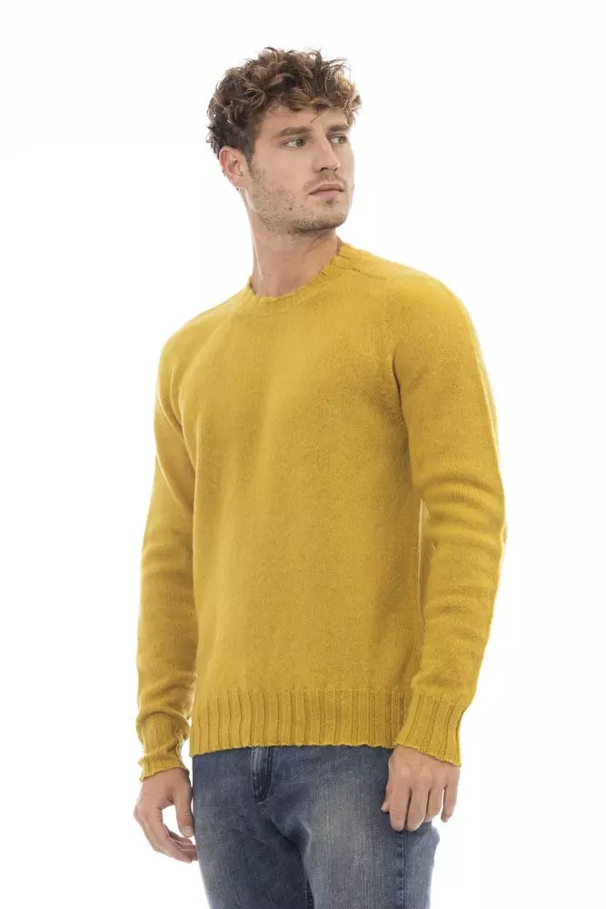 Alpha Studio Radiant Yellow Crewneck Woolen Sweater