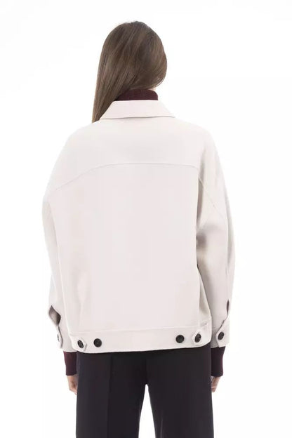 Alpha Studio Chic Woolen White Shirt Jacket