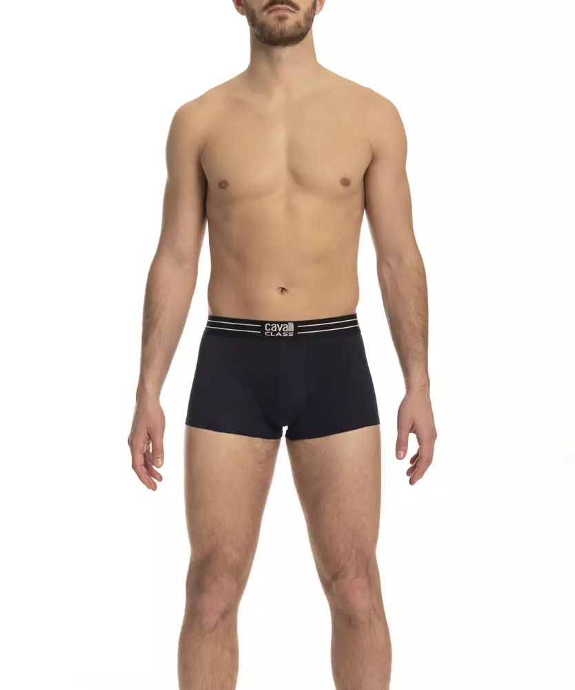 Cavalli Class Elegant Black Cotton Trunks Trio Pack