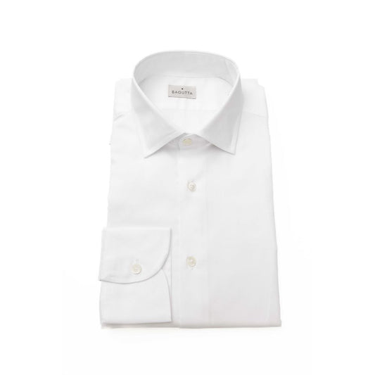 Bagutta Sleek White Slim Fit French Collar Shirt