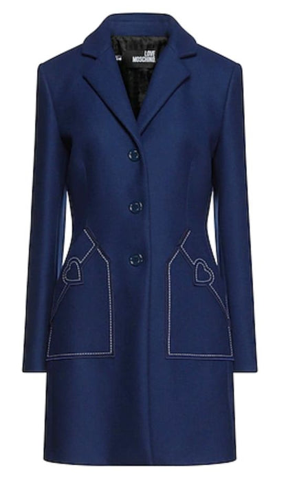 Love Moschino Elegant Embroidered Heart Wool Coat