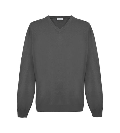 Malo Elegant V-Neck Cashmere Sweater in Magnet Gray