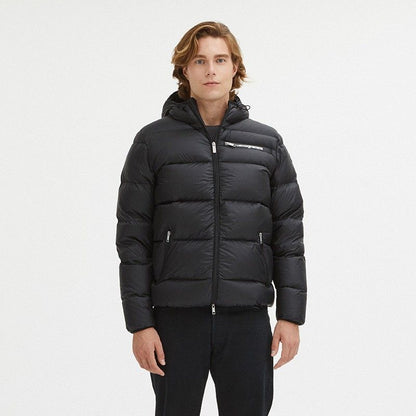 Centogrammi Sleek Black Goose Down Hooded Jacket