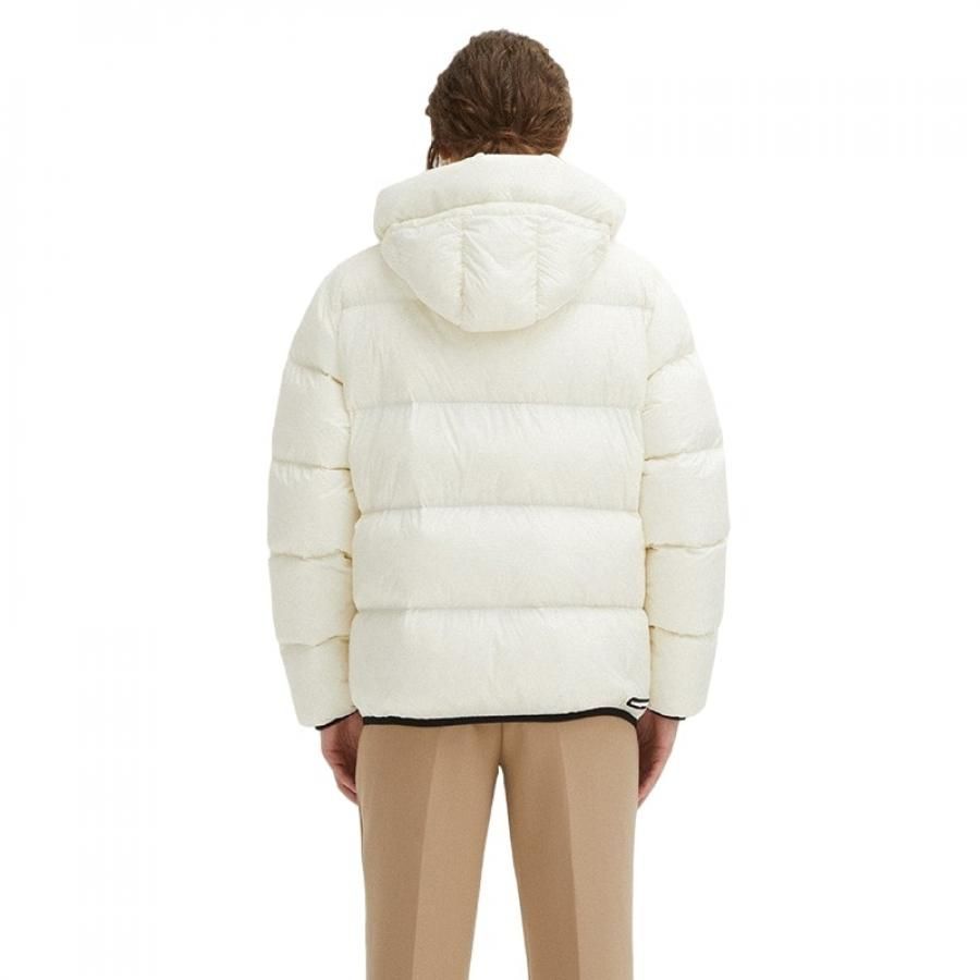 Centogrammi Elegant White Hooded Feather Jacket