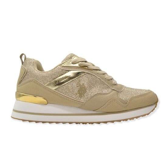 U.S. POLO ASSN. Beige Metallic Insert Sneakers for Women