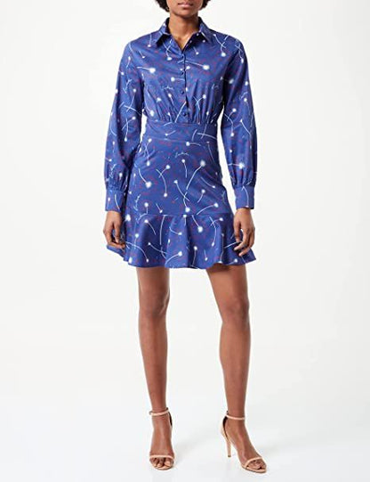 Love Moschino Chic Cotton Shirt Collar Dress in Abstract Print