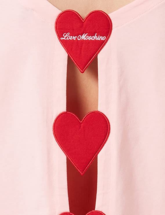 Love Moschino Chic Pink Logo Tee with Back Heart Details