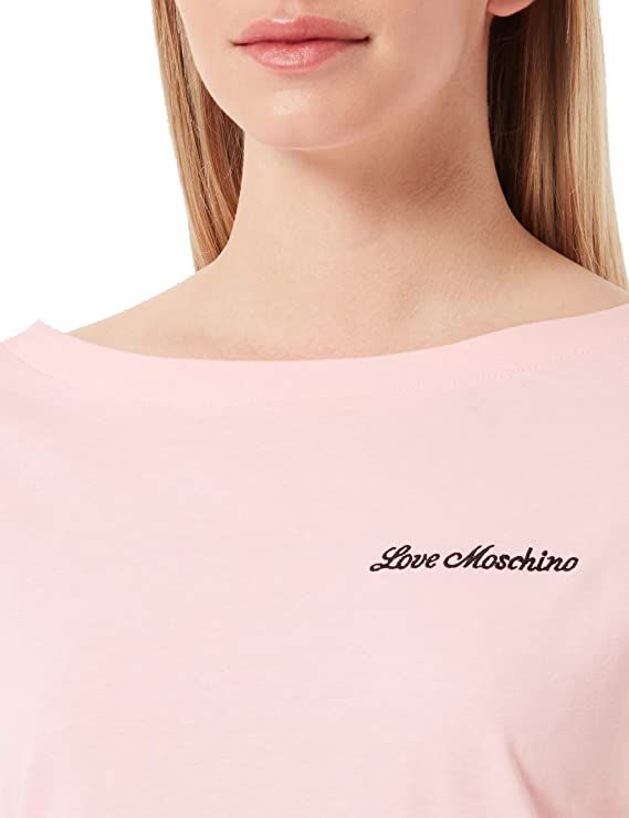 Love Moschino Chic Pink Logo Tee with Back Heart Details