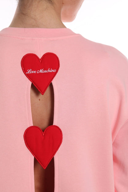 Love Moschino Chic Hearts Back Slit Crewneck Sweatshirt