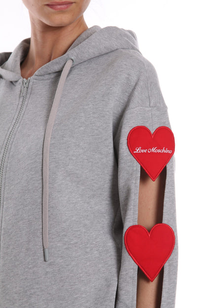 Love Moschino Chic Embroidered Heart Cotton Hoodie