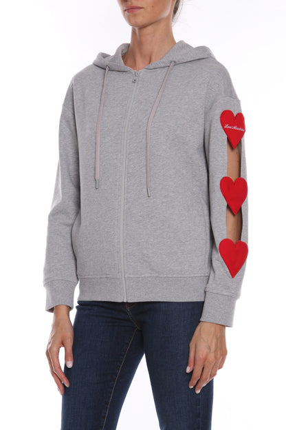 Love Moschino Chic Embroidered Heart Cotton Hoodie