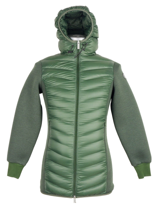 Centogrammi Elegant Hooded Long Down Jacket in Dark Green