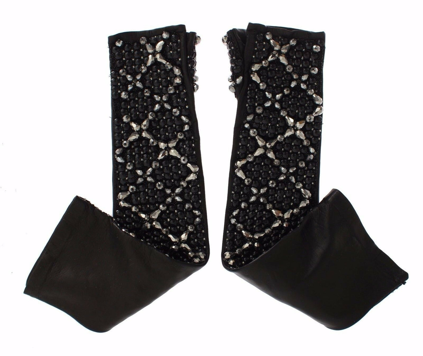 Dolce & Gabbana Elegant Crystal Beaded Leather Gloves