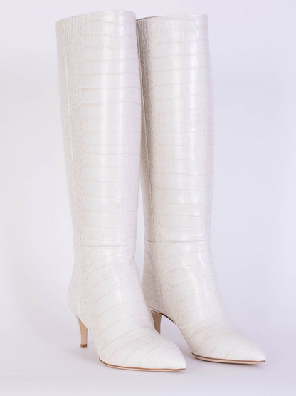 Paris Texas Ivory Knee-High Stiletto Boots