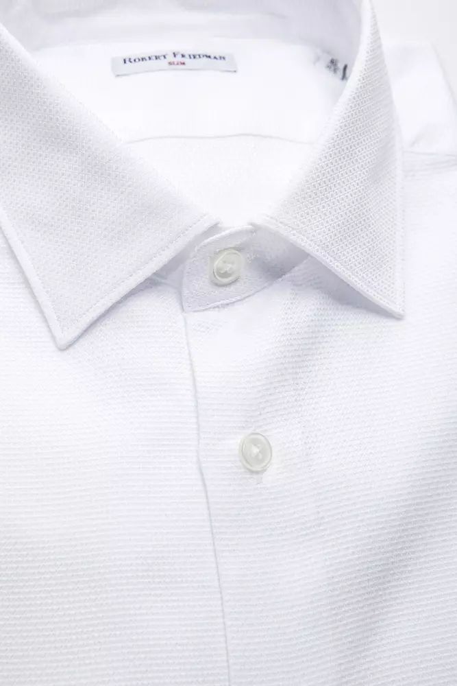 Robert Friedman Elegant White Slim-Fit Cotton Shirt