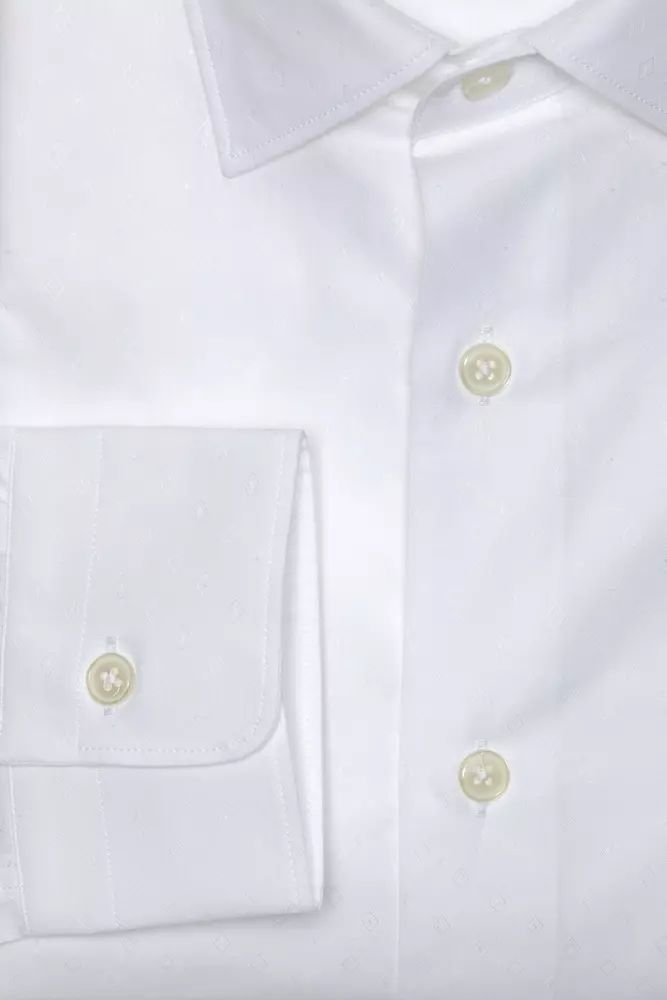 Robert Friedman Elegant White Cotton Slim Shirt for Men