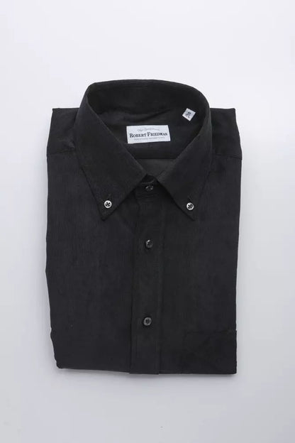 Robert Friedman Elegant Black Button-Down Cotton Shirt