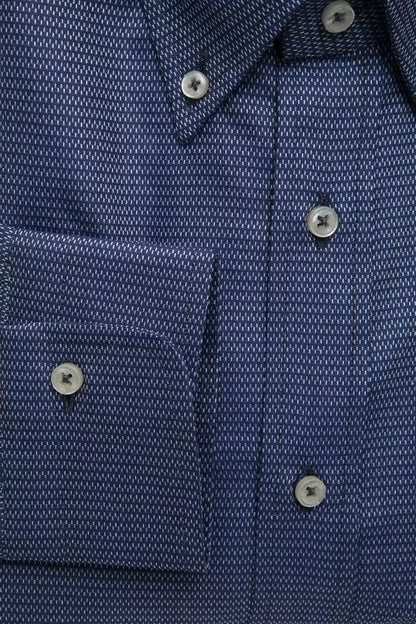 Robert Friedman Elegant Blue Cotton Button Down Shirt