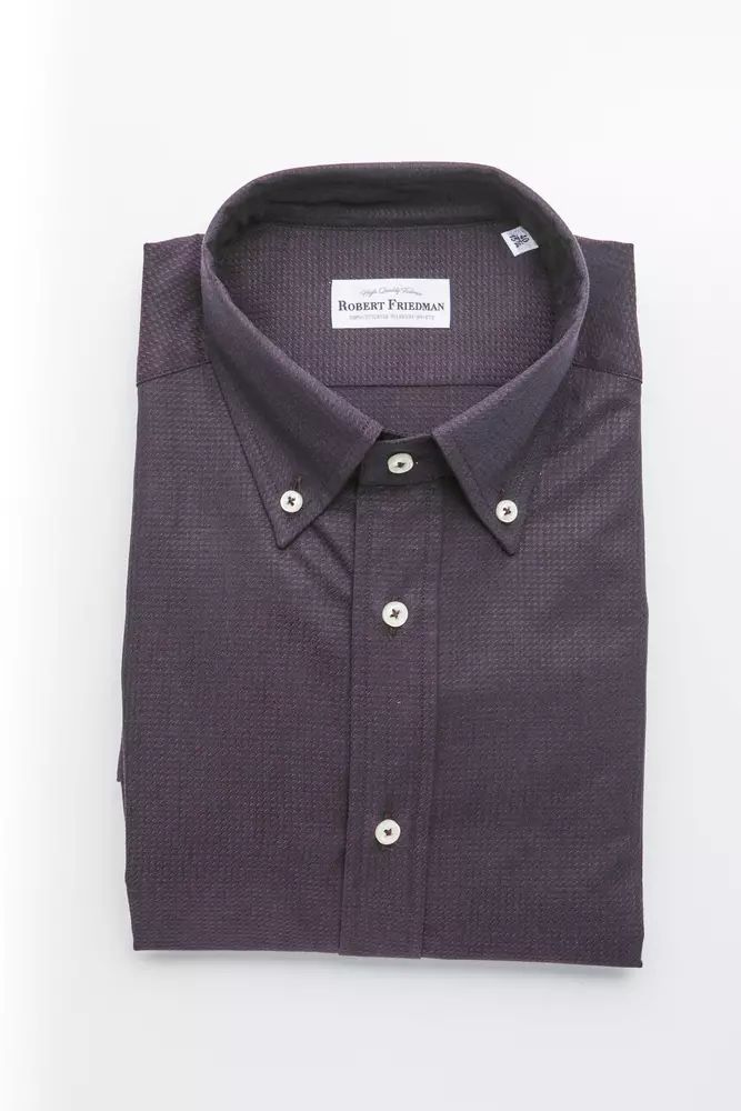 Robert Friedman Elegant Black Cotton Button-Down Shirt