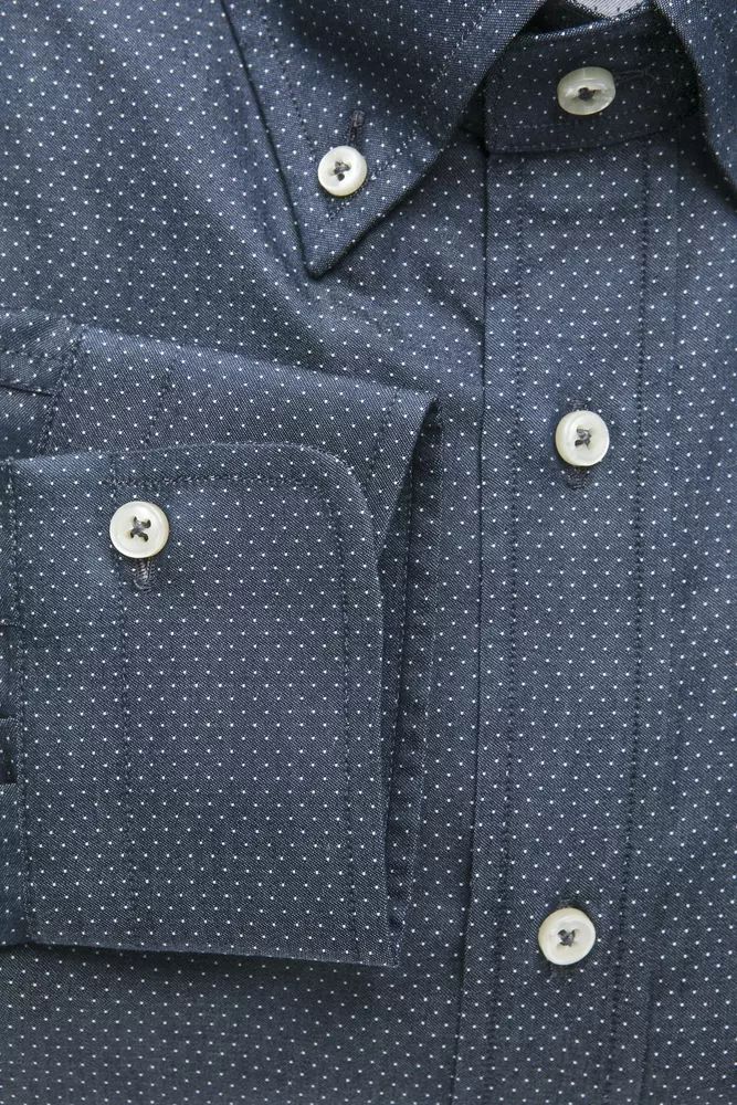 Robert Friedman Elegant Blue Cotton Regular Fit Shirt