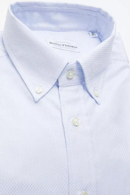 Robert Friedman Elegant Light Blue Cotton Button-Down Shirt