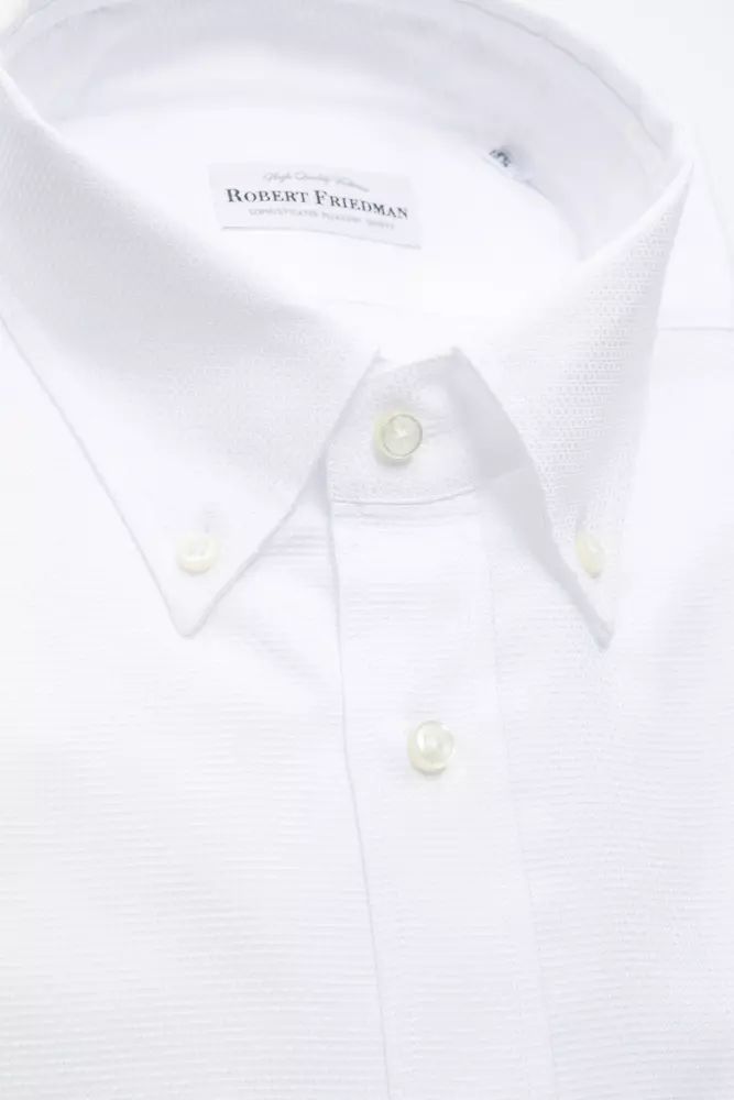 Robert Friedman Elegant White Cotton Button-Down Shirt