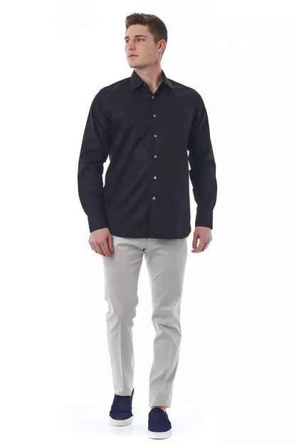 Bagutta Elegant Black Cotton Italian Shirt