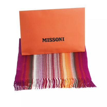 Missoni Geometric Pattern Fringed Scarf in Vibrant Hues