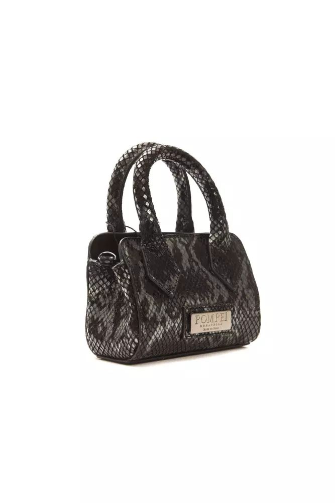 Pompei Donatella Elegant Leather Mini Tote with Python Print